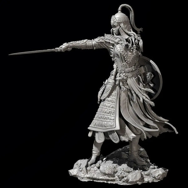 75mm Ancient Mongolian Female Warrior, Resin Model Figure Kit, Unassembled and Unpainted