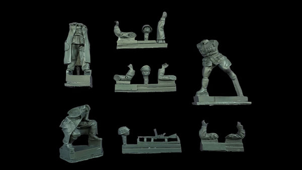1/35 WWII German Soldiers with Kubelwagen, 6 Figures, Resin Model Figure Kit, Unassembled and Unpainted