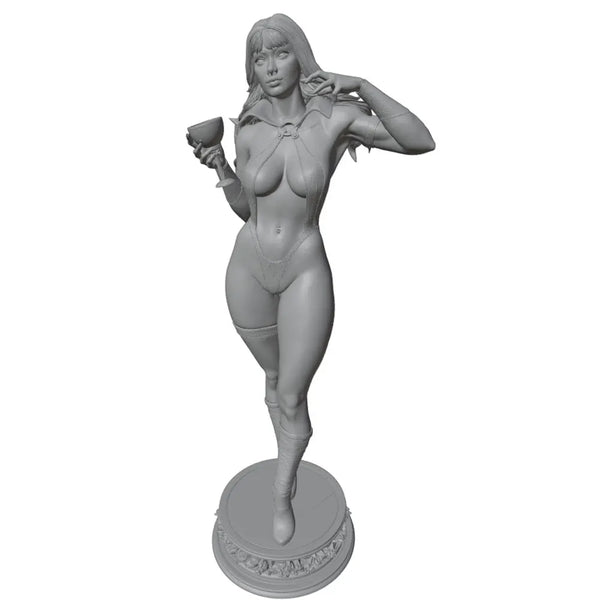 1/24 Pin-up with Cocktail and Flowing Hair, Resin Model Figure Kit, Unassembled and Unpainted