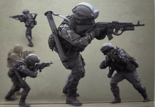 1/35 Modern Soldier with Body Armor, Resin Model Figure Kit, Unassembled and Unpainted