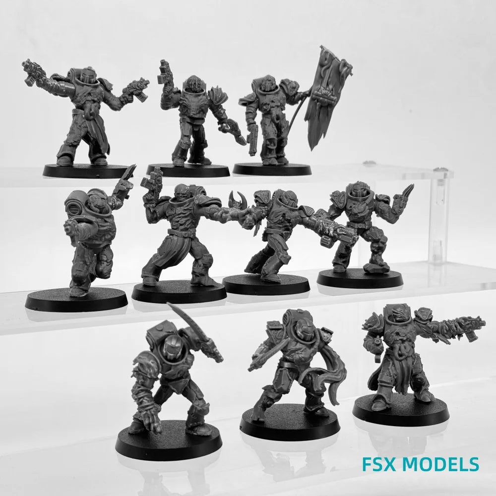 28mm Corrupted Socratis Infantry, 16 Figures, Resin Model Figure Kit, Sci-Fi Theme, Unassembled and Unpainted