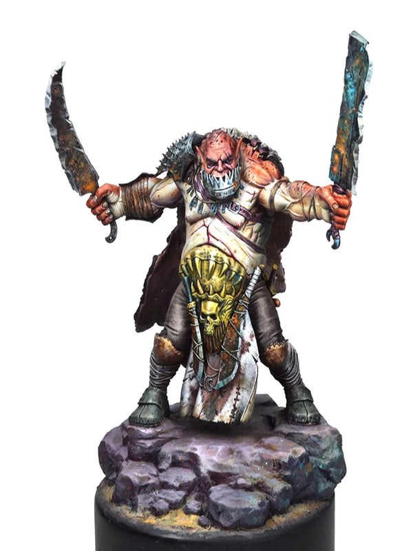 1/24 Horned Demon Warrior Dual-Wielding Swords, Resin Model Figure Kit, Fantasy Theme, Unassembled and Unpainted