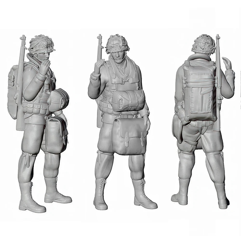 1/32 WWII US Airborne, 3 Figures, Resin Model Figure Kit, Unassembled and Unpainted