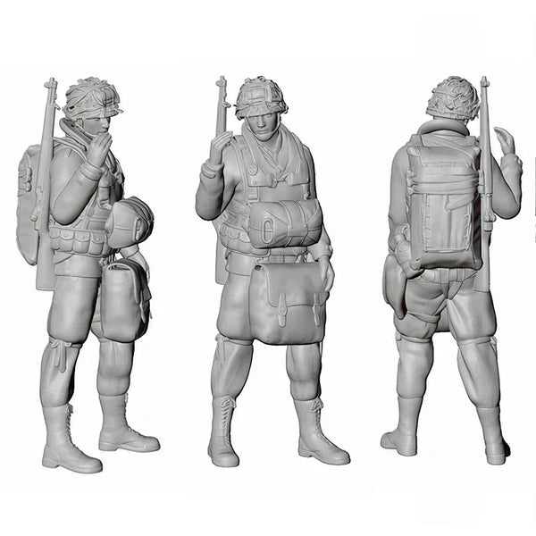 1/32 WWII US Airborne, 3 Figures, Resin Model Figure Kit, Unassembled and Unpainted