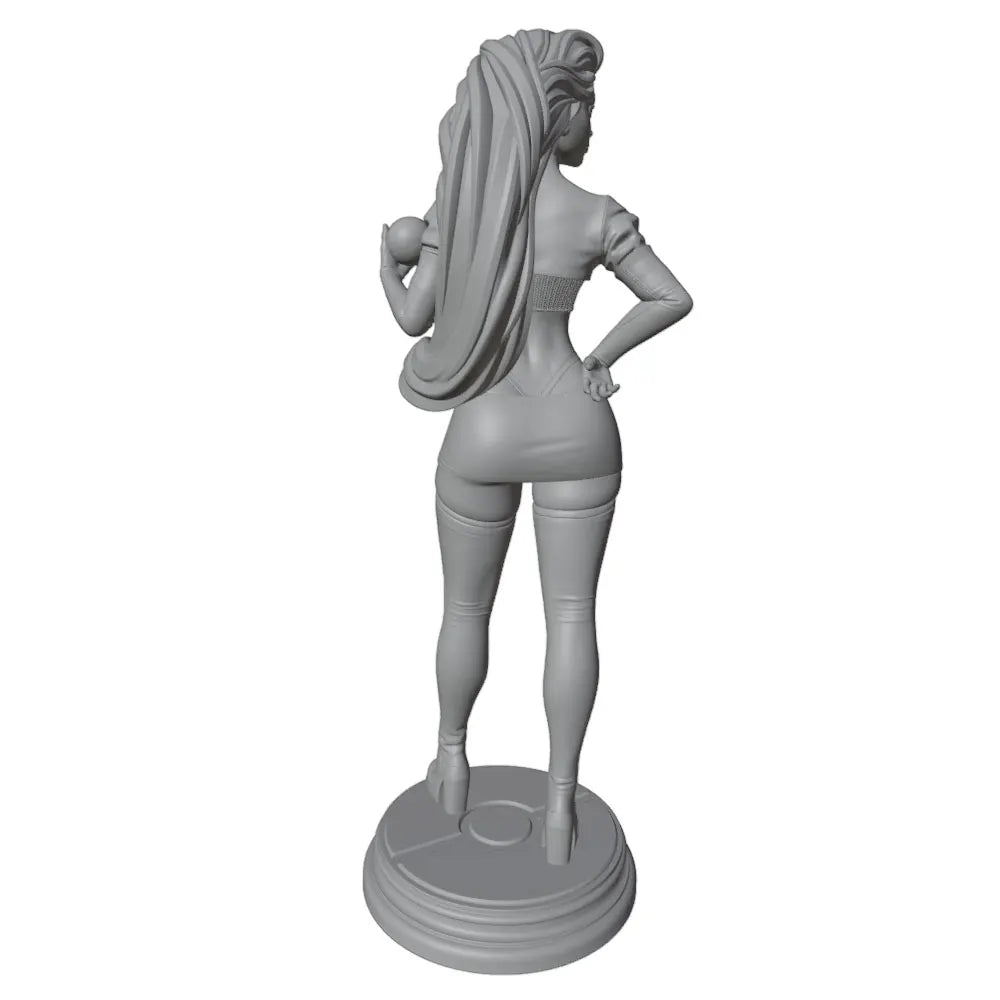 75mm Blonde Pin-up in Red Crop Top and Blue Shorts, Resin Model Figure Kit, Unassembled and Unpainted