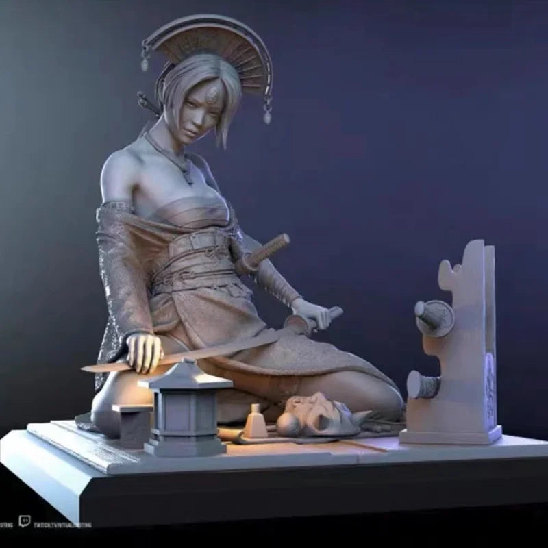 1/24 Medieval Japanese Female Samurai, Resin Model Figure Kit, Unassembled and Unpainted