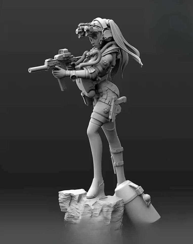 1/35 Modern Anime Female Tactical Squad with Crossbow, 4 Figures, Resin Model Figure Kit, Unassembled and Unpainted