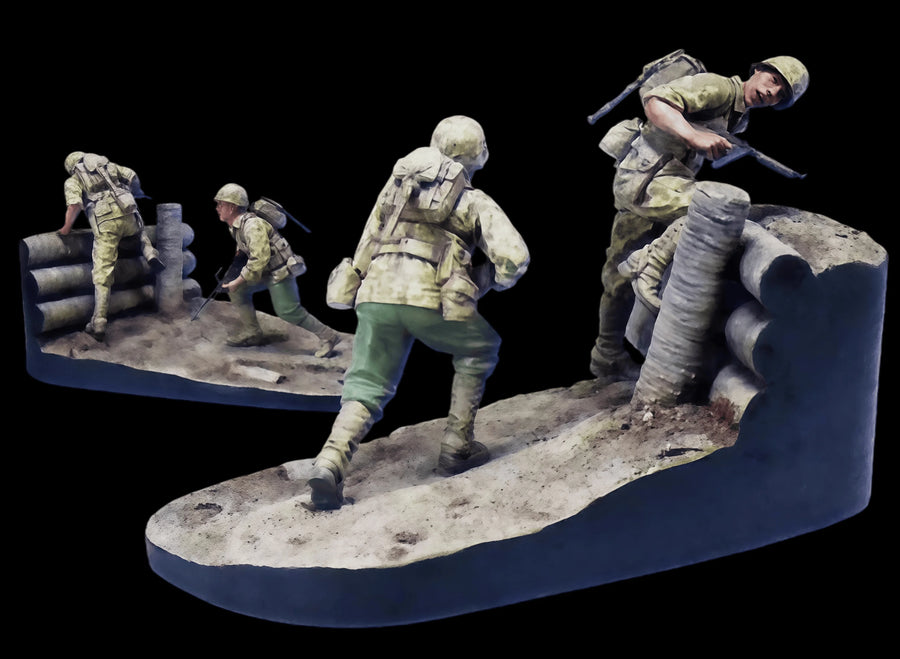 Modern Desert Combat Diorama Base with Sandbags 1/35 Resin Terrain Kit - resin model view 2