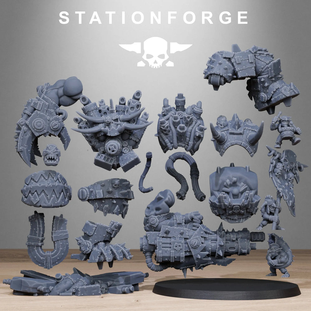 32mm Dark Fantasy Orc War Boss, 12 Figures, Resin Model Figure Kit, Fantasy Theme, Unassembled and Unpainted
