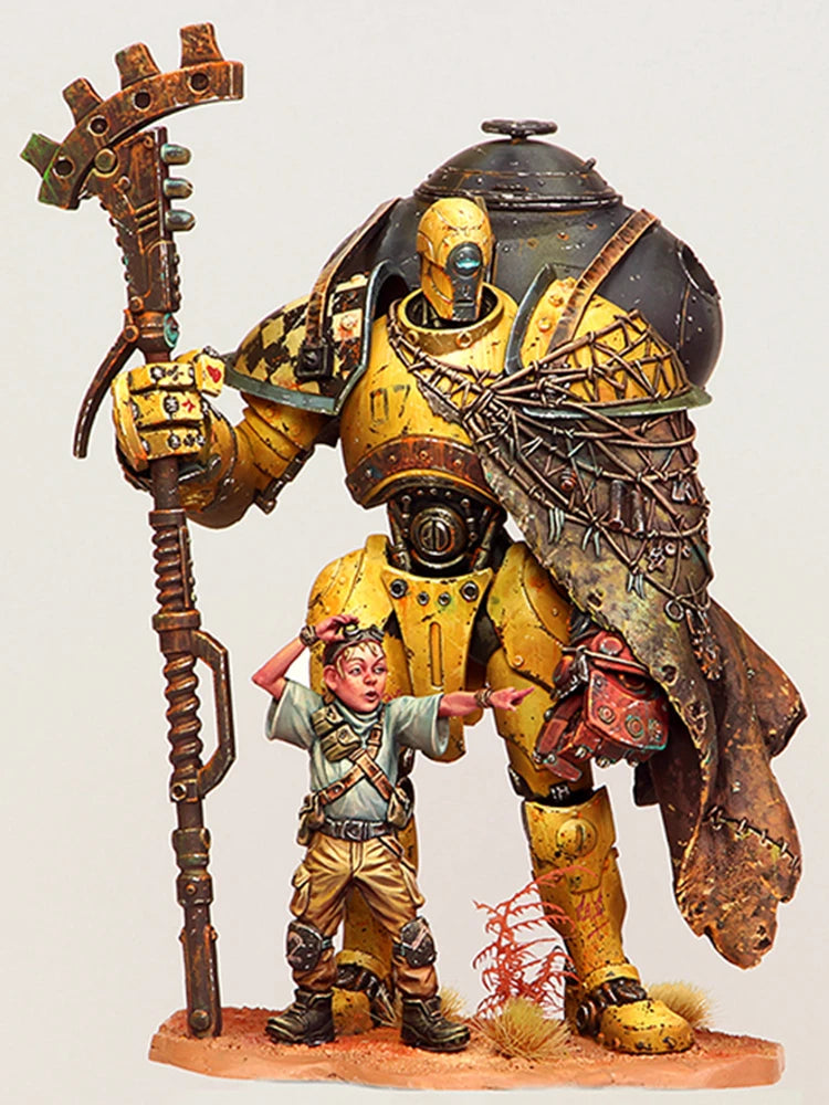1/24 Warrior with Staff, 2 Figures, Resin Model Figure Kit, Fantasy Theme, Unassembled and Unpainted