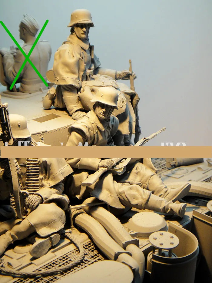 1/16 WWII US Infantry Squad in Various Poses, 4 Figures, Resin Model Figure Kit, Unassembled and Unpainted