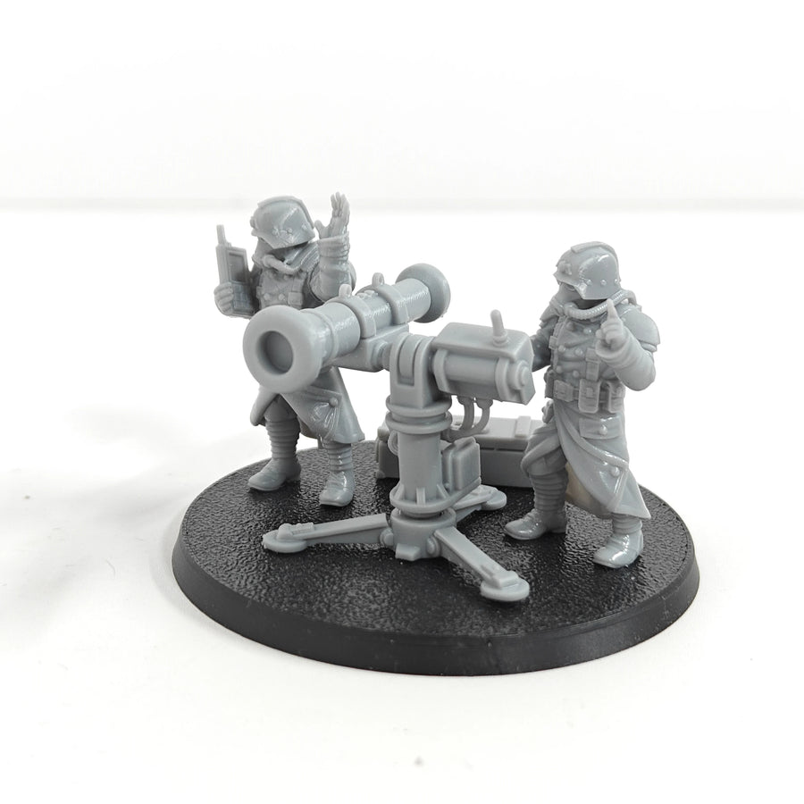 Dieselpunk/WWI-Style Gas Mask Gun Crew with Tripod Cannon 35mm Resin Figure Set - resin model view 4