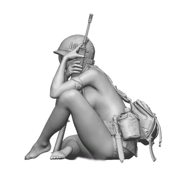 1/16 WWII Female Soldier, Resin Model Figure Kit, Unassembled and Unpainted