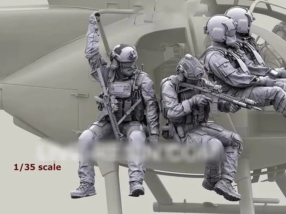 1/35 Modern Soldiers Helicopter Insertion, 9 Figures, Resin Model Figure Kit, Unassembled and Unpainted