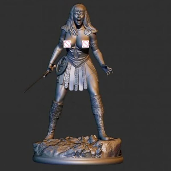 1/24 Medieval Greek Warrior with Spiral Shield, Resin Model Figure Kit, Unassembled and Unpainted