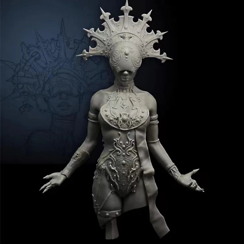 1/10 Female with Ornate Crown, Resin Model Bust Kit, Fantasy Theme, Unassembled and Unpainted