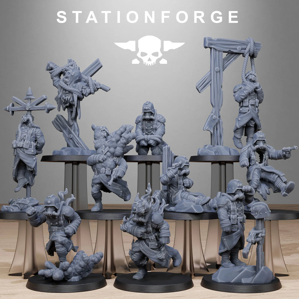 28mm GrimGuard Objective Markers, 10 Figures, Resin Model Figure Kit, Sci-Fi Theme, Unassembled and Unpainted