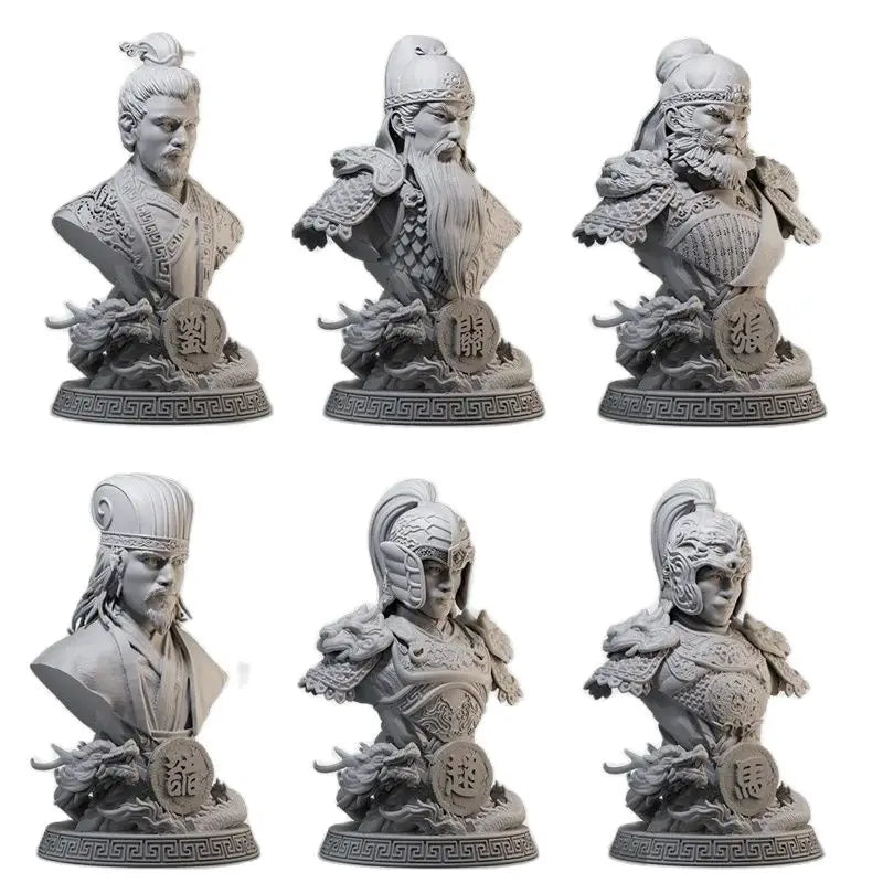 1/10 Ancient Three Kingdoms Generals, 6 Figures, Resin Model Bust Kit, Unassembled and Unpainted