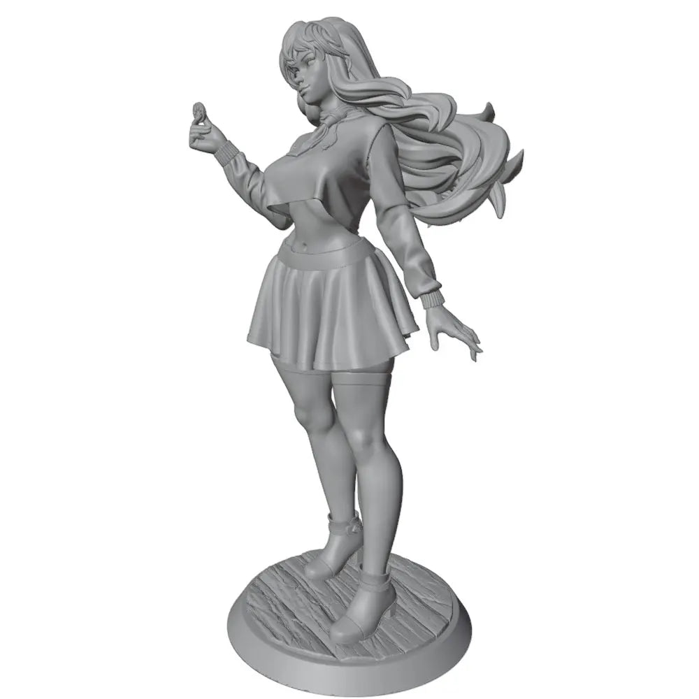 1/24 Long-Haired Woman in Pleated Skirt, Resin Model Figure Kit, Unassembled and Unpainted