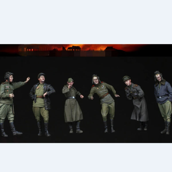 1/35 WWII Soviet Tank Crew, 6 Figures, Resin Model Figure Kit, Unassembled and Unpainted