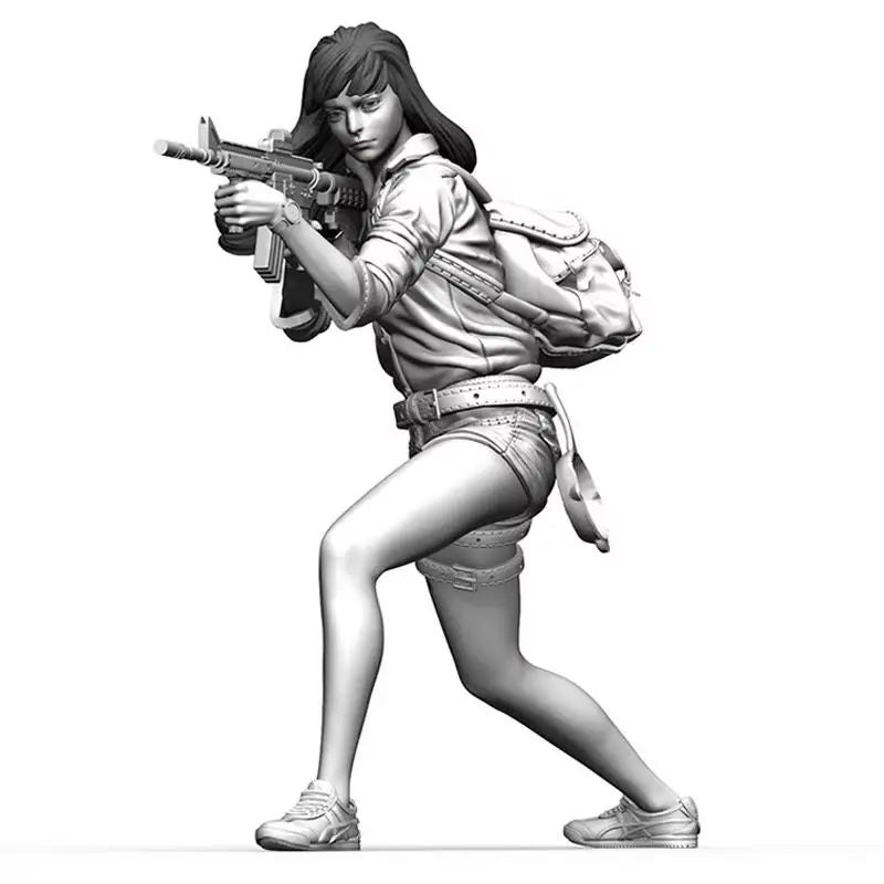 1/35 Modern Female Commando in Combat Shorts, Resin Model Figure Kit, Unassembled and Unpainted