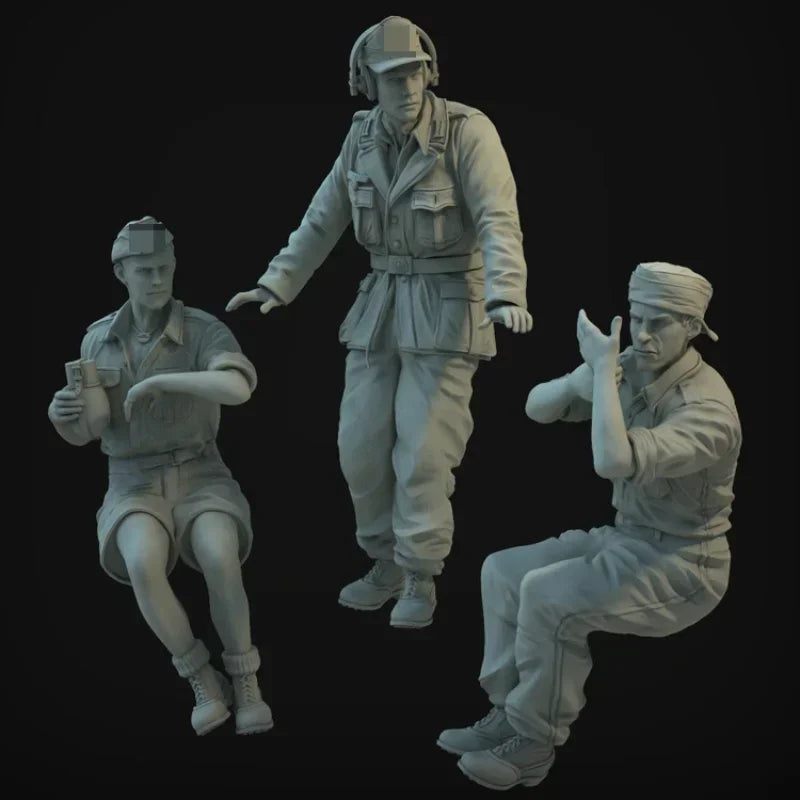 1/35 WWII German DAK Tank Crew, 8 Figures, Resin Model Diorama Kit, Unassembled and Unpainted