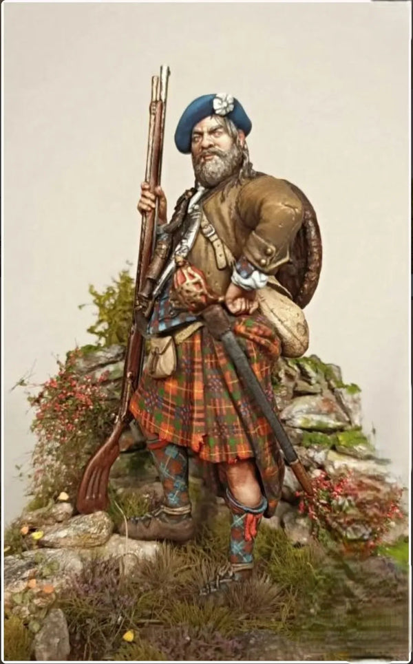 1/24 Scottish Highlander 18th Century, Resin Model Figure Kit, Military Theme, Unassembled and Unpainted