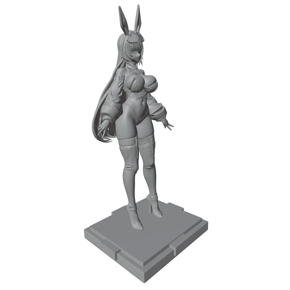 75mm Bunny Girl with Long Hair and Arm Bands, Resin Model Figure Kit, Anime Theme, Unassembled and Unpainted