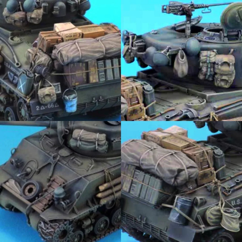 1/35 WWII American Sherman Tank, Resin Model Vehicle Kit, Unassembled and Unpainted