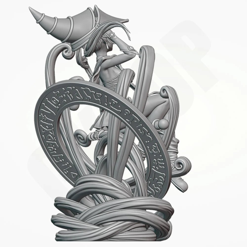 1/24 Enchantress with Ornate Scrollwork Frame, Resin Model Figure Kit, Fantasy Theme, Unassembled and Unpainted