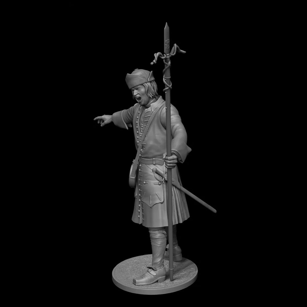 75mm Early 18th Century Swedish Artillery Commander, Resin Model Figure Kit, Military Theme, Unassembled and Unpainted