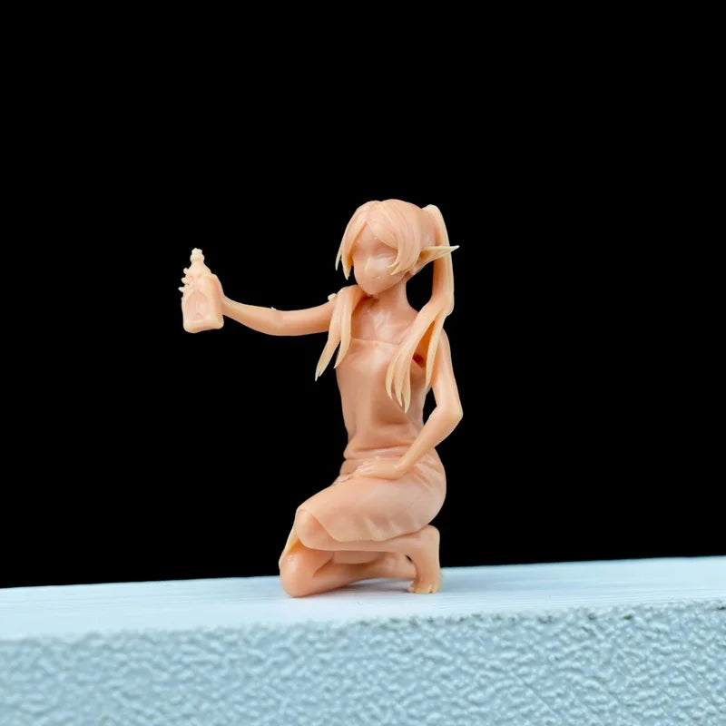 1/64 Girl with Fantasy Aesthetic, Resin Model Figure Kit, Anime Theme, Unassembled and Unpainted
