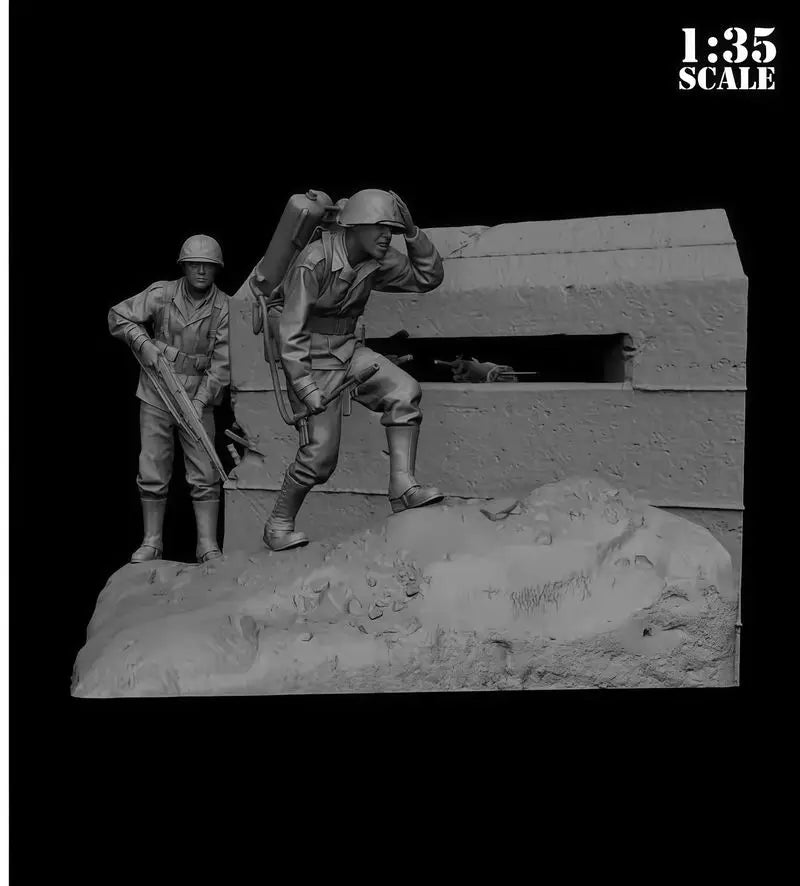 1/35 WWII USMC Bunker Defense, 5 Figures, Resin Model Diorama Kit, Unassembled and Unpainted