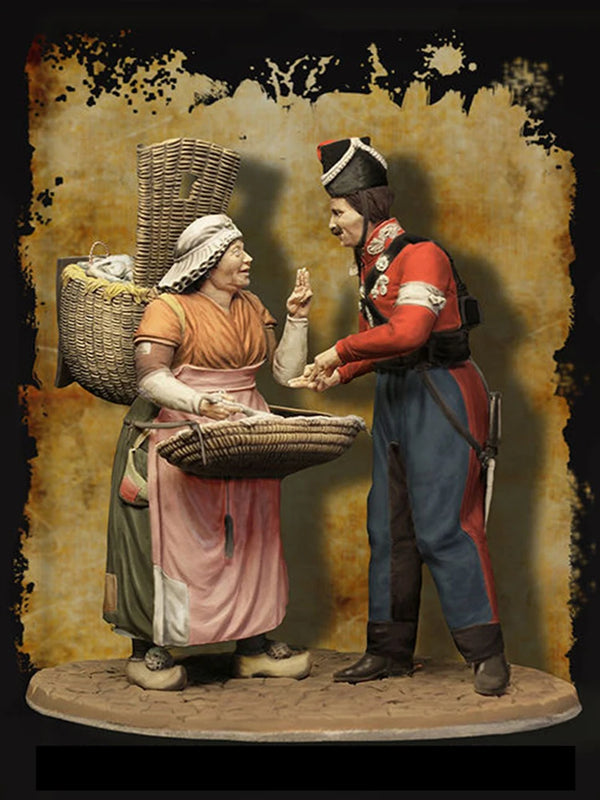 75mm Napoleonic Russian Cossacks in Paris, 4 Figures, Resin Model Diorama Kit, Unassembled and Unpainted