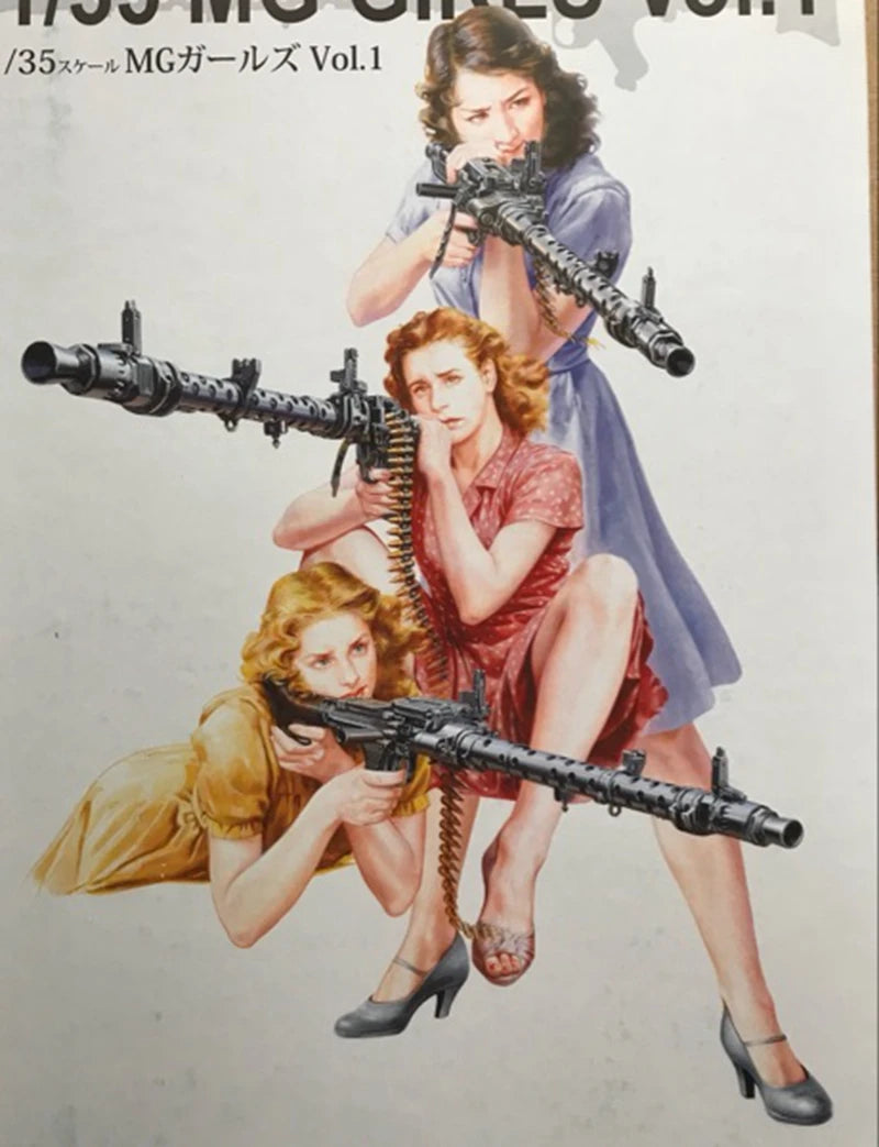 1/35 WWII Female Soldiers, 3 Figures, Resin Model Figure Kit, Unassembled and Unpainted