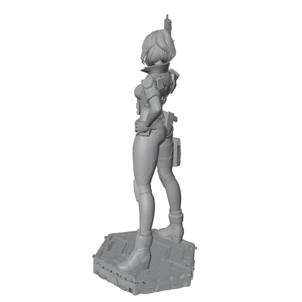 1/24 Female Commando with Machine Gun, Resin Model Figure Kit, Unassembled and Unpainted