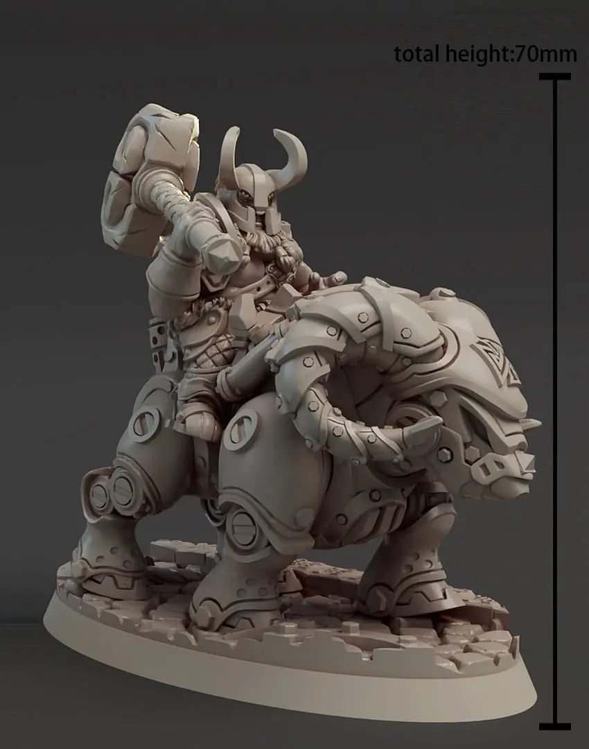 Chaos Warrior on Demonic Beast, Resin Model Figure Kit, Fantasy Theme, Unassembled and Unpainted