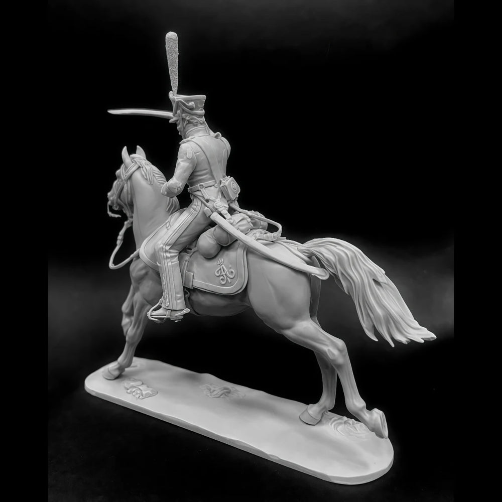 54mm Napoleonic Russian Cavalry Hunter, Resin Model Figure Kit, Unassembled and Unpainted
