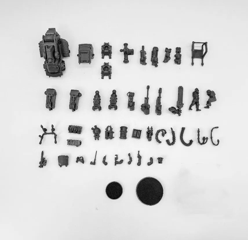 28mm Grimguard Walker MK1, 5 Figures, Resin Model Vehicle Kit, Sci-Fi Theme, Unassembled and Unpainted
