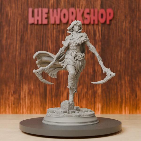 75mm Female Assassin with Sickles, Resin Model Figure Kit, Fantasy Theme, Unassembled and Unpainted