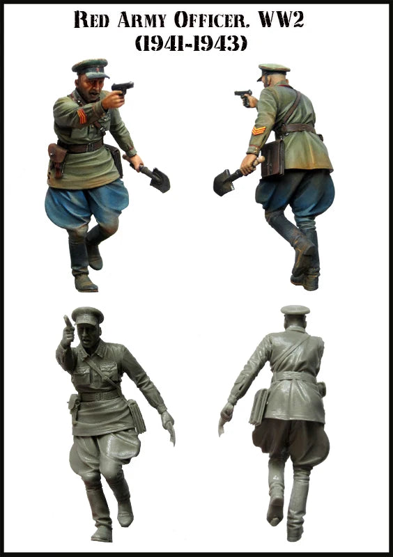 1/35 WWII Soviet Officer in Greatcoat Pointing, Resin Model Figure Kit, Unassembled and Unpainted