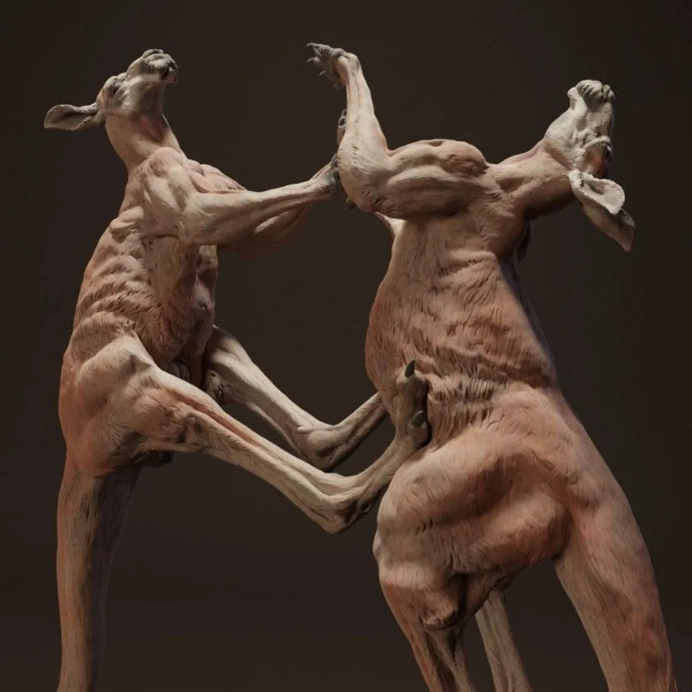 1/50 Red Kangaroo, 5 Figures, Resin Model Creature Kit, Wildlife Theme, Unassembled and Unpainted