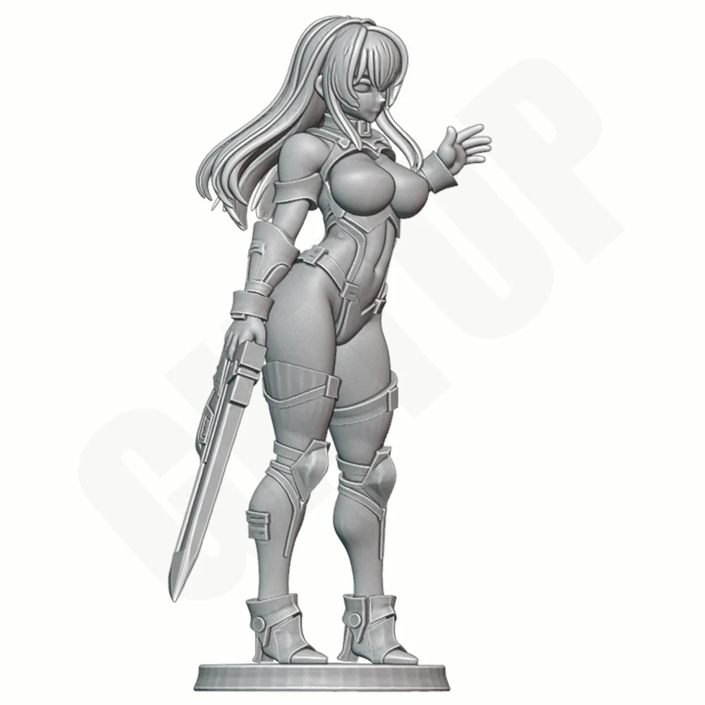 1/24 Female Warrior with Twin Blades, Resin Model Figure Kit, Sci-Fi Theme, Unassembled and Unpainted