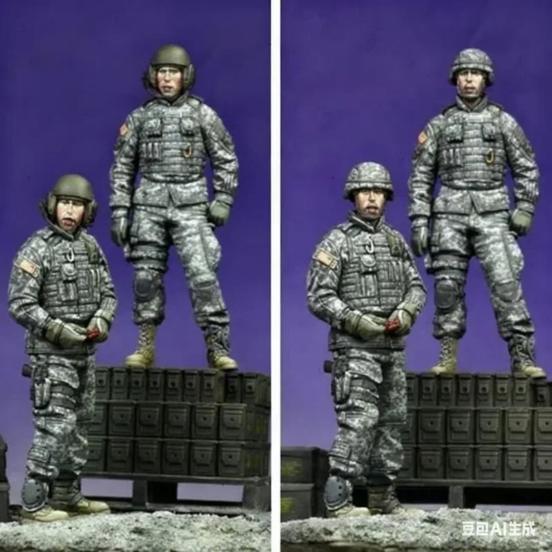 1/35 Modern US Tactical Soldiers, 2 Figures, Resin Model Figure Kit, Unassembled and Unpainted