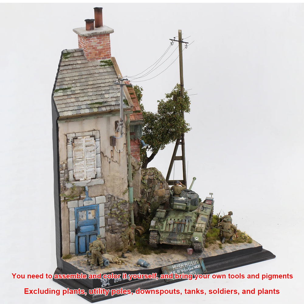 1/35 WWII German Warehouse Supply Depot, 2 Figures, Resin Model Diorama Kit, Unassembled and Unpainted