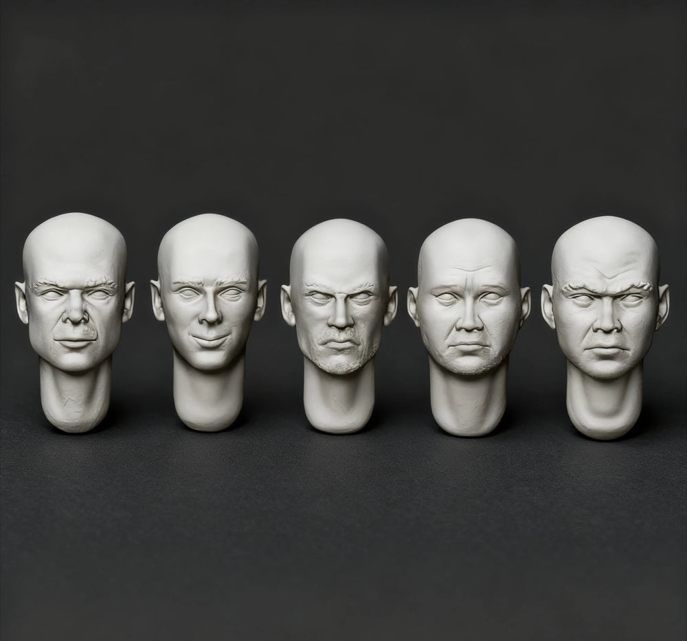 1/72 Soldier Head Replacements, 5 Figures, Resin Model Bust Kit, Military Theme, Unassembled and Unpainted
