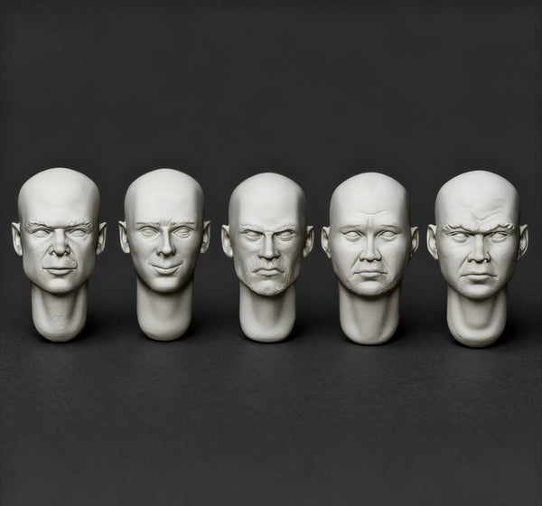 1/72 Soldier Head Replacements, 5 Figures, Resin Model Bust Kit, Military Theme, Unassembled and Unpainted