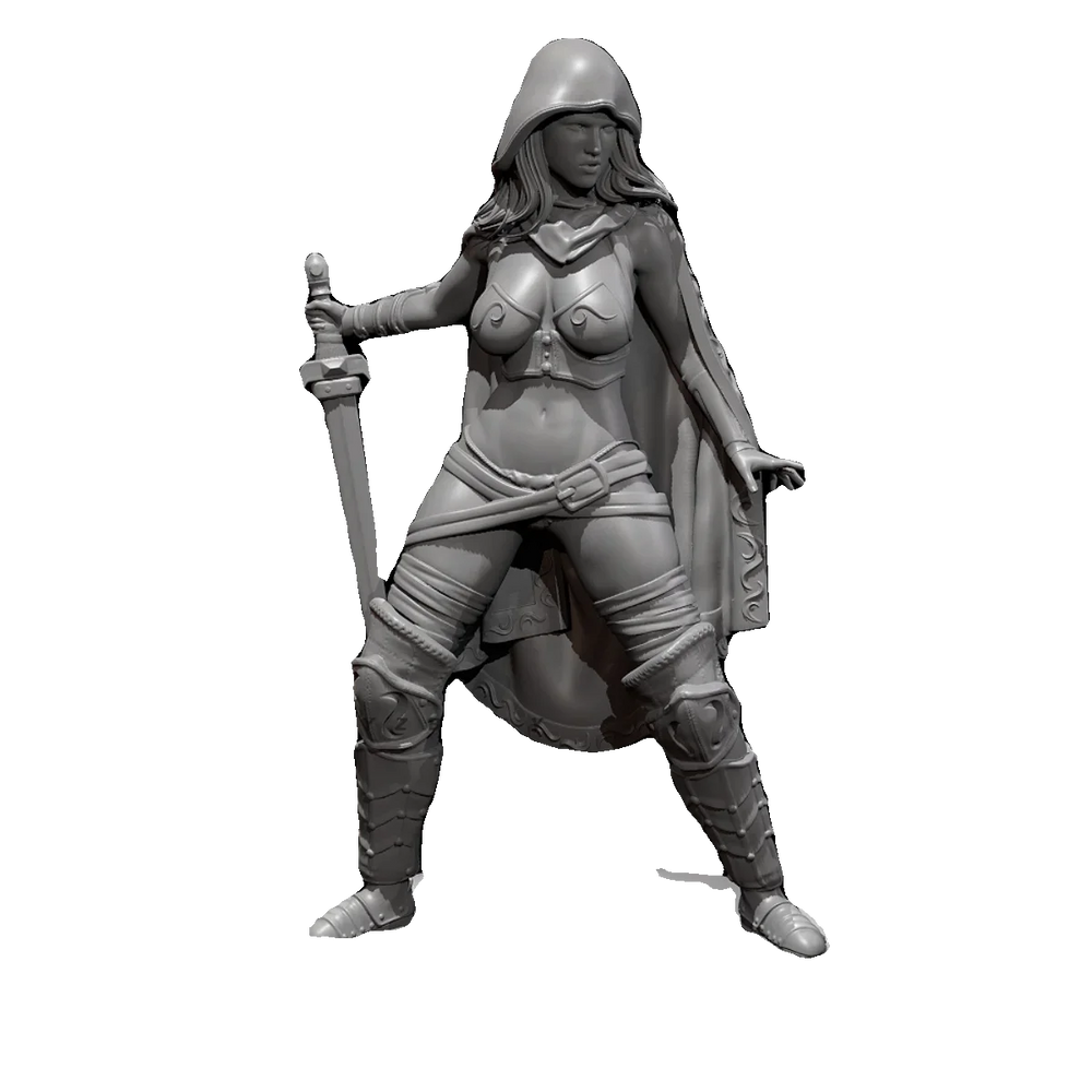 75mm Female Warrior with Sword, Resin Model Figure Kit, Fantasy Theme, Unassembled and Unpainted