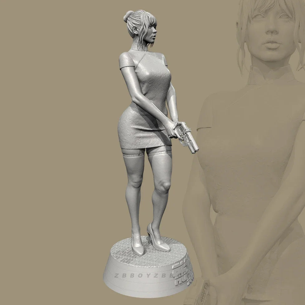 75mm Female Mercenary Soldier, Resin Model Figure Kit, Unassembled and Unpainted