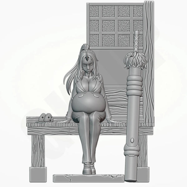 1/24 Girl Sitting on Bench, Resin Model Figure Kit, Anime Theme, Unassembled and Unpainted